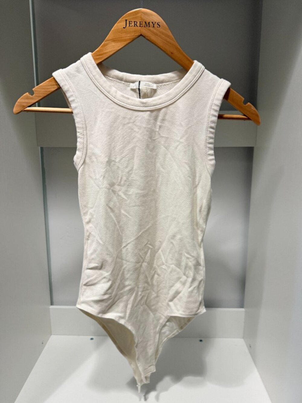 Zara Sleeveless Ribbed Bodysuit Cream White Basic